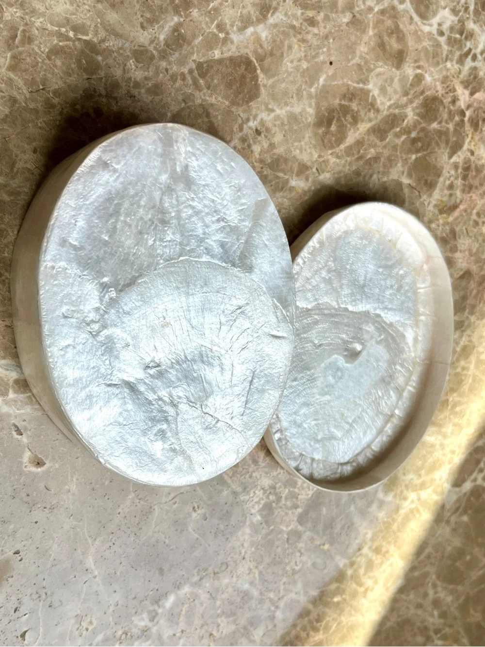 White Pearlized Capiz Shell Oval Jewelry Box - Elegant Jewelry Organizer